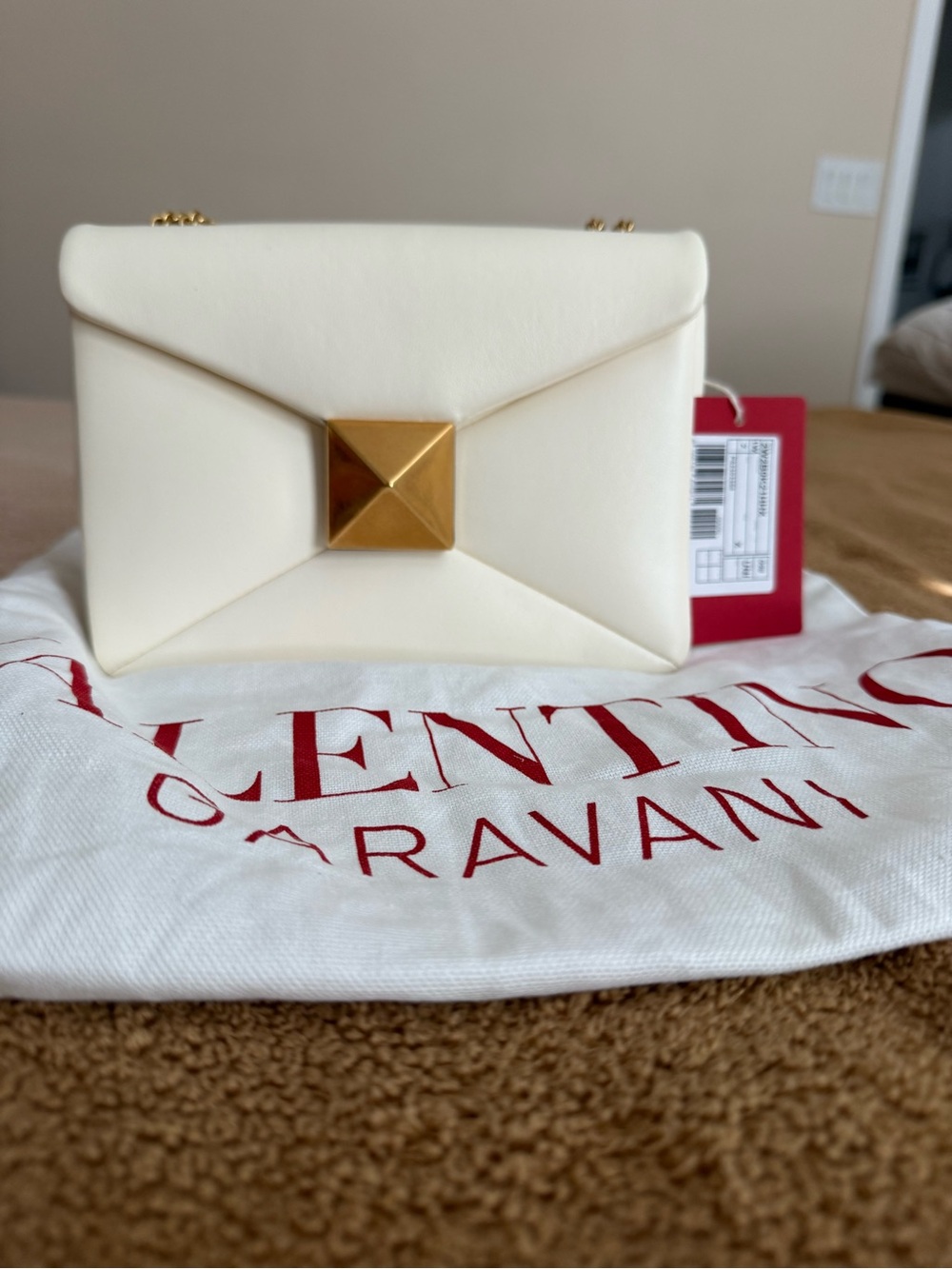 Valentino Garavani one stud Ivory Leather Crossbody/ shoulder/ clutch NWT